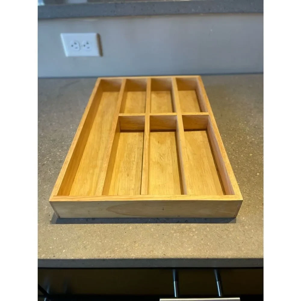 Bamboo Wooden Cutlery Drawer Organizer - Natural Wood